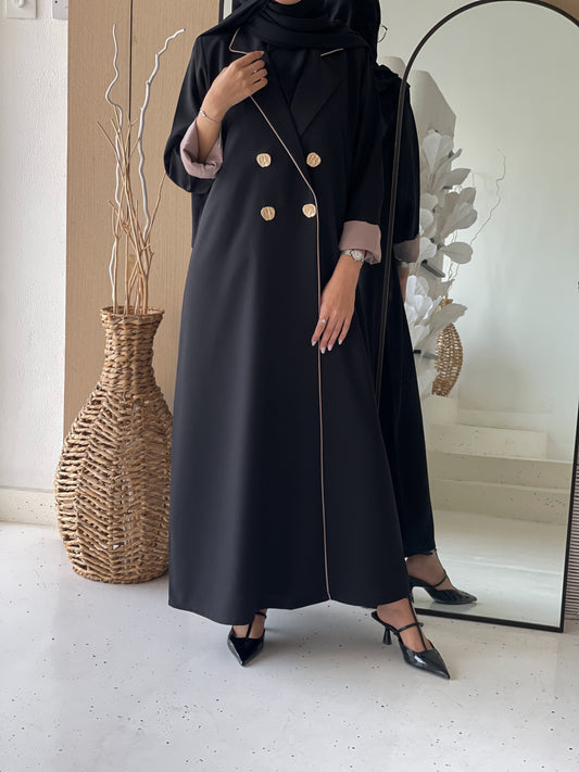 Golden Button Charm Abaya